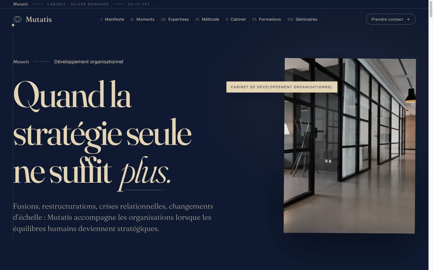 Page d'accueil actuelle de Mutatis sur ordinateur